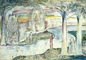William Blake - Beatrice on the Car, Matilda and Dante