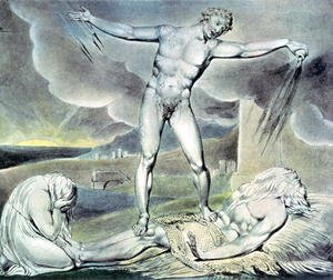 William Blake - Illustrations of the Book of Job- Satan smiting Job with Sore Boils, 1825
