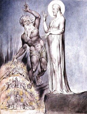 William Blake - Satan Tempts Christ with the Kingdoms of Earth from Milton's 'Paradise Regained', Book III lines 251-426, c.1816-18