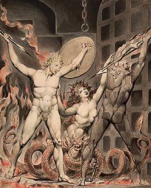 William Blake - Satan, Sin, and Death- Satan Comes to the Gates of Hell