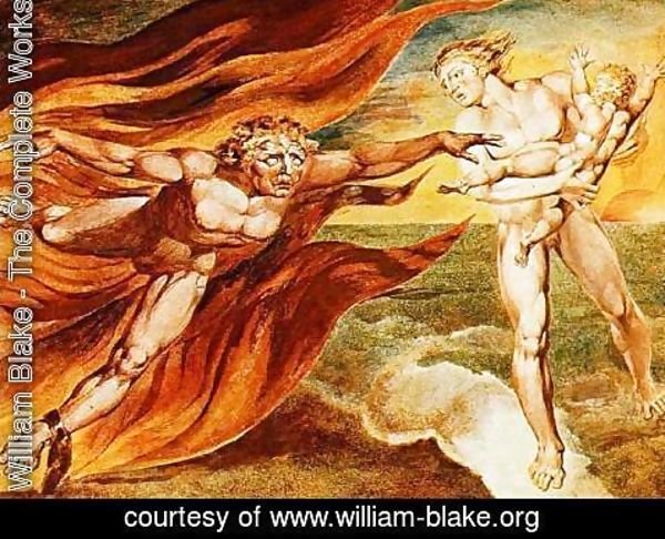 William Blake - The Good and Evil Angels struggling for possession of a child