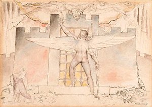 William Blake - Inferno, Canto IX, 44-64, The Angel an the Gate of Dis