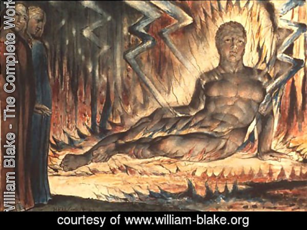 William Blake - Inferno, Canto XIV, 46-72, Capaneus the Blasphemer