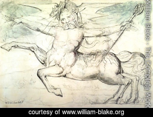 William Blake - Inferno, Canto XXV, 12-33, Centaur Cacus Threatens Vanni Fucci