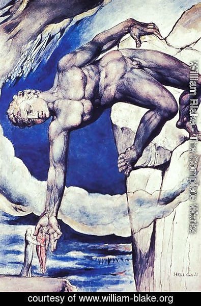 William Blake - Inferno, Canto XXXI, Antaeus sets down Dante and Virgil in the 9th circle
