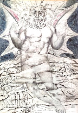 William Blake - Inferno, Canto XXXIV, 22-64, Lucifer at the last section of the nineth circle