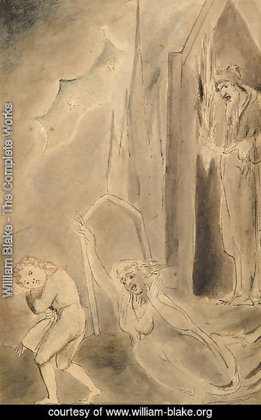 William Blake - Churchyard spectres frightening a schoolboy