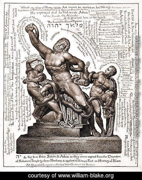 The Laocoon as Jehovah with Satan and Adam, c.1820