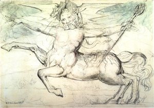 William Blake - Inferno, Canto XXV, 12-33, Centaur Cacus Threatens Vanni Fucci
