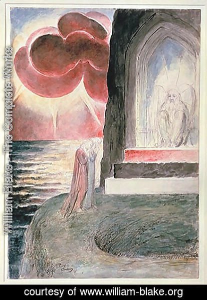 William Blake - Purgatory, Canto 9, Dante and Virgil before the Angelic Guardian of the Gate of Purgatory