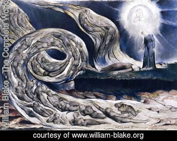 William Blake - The Lovers' Whirlwind, Francesca da Rimini and Paolo Malatesta