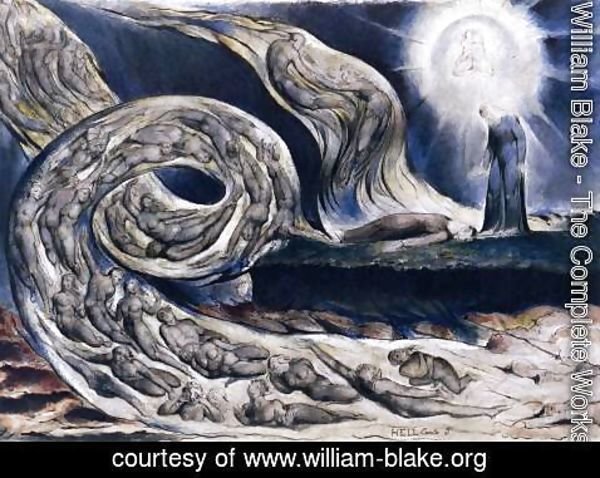 William Blake - The Lovers' Whirlwind, Francesca da Rimini and Paolo Malatesta 2