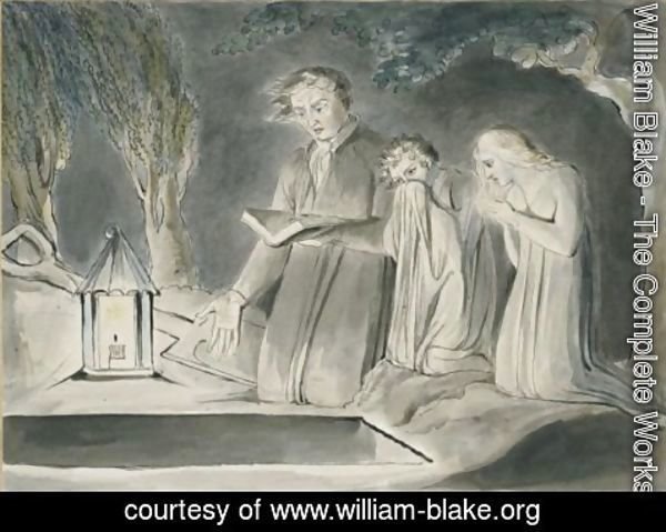 William Blake - A Father And Two Children Beside An Open Grave At Night By Lantern Light